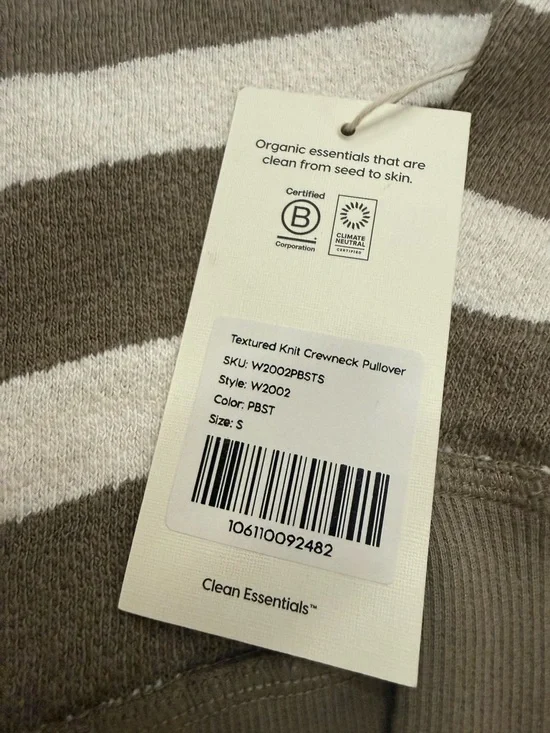 MATE the Label Textured Knit Striped Pullover Organic NWT Sz. Small - Picture 3 of 4